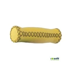 Coppia Manopole In Pelle Con Impunture Vintage, Colore Giallo, Lunghezza 127 Mm Con Forma Ergonomica