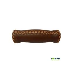 Coppia Manopole In Pelle Con Impunture Vintage, Colore Marrone, Lunghezza 127 Mm Con Forma Ergonomica