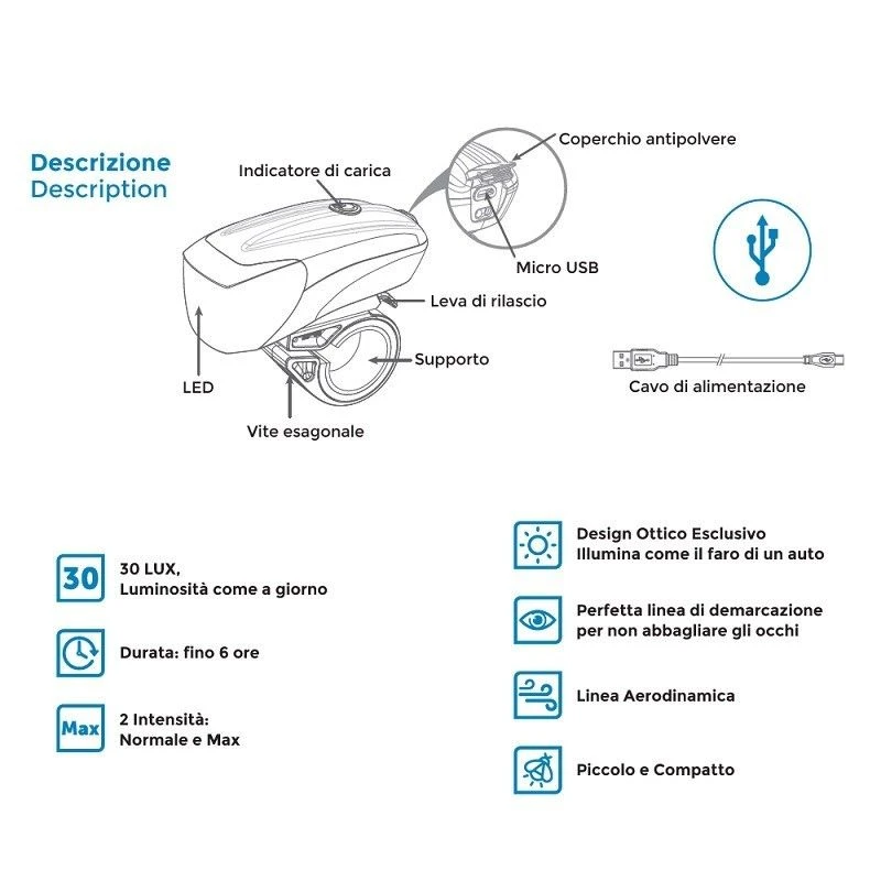 Fanale Bici BRN Infinity Carbon 800 Lumen Bike Store 2 Fanale Bici BRN Infinity Carbon 800 Lumen Bike Store - immagine 2