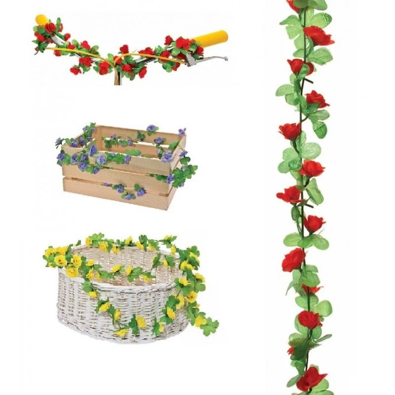 BRN Ghirlanda Con Fiori Rossi Per Decorare Cestini Bicicletta Decorazioni Con Fiori Per Bici E Manubri Vendita 1 BRN Ghirlanda Con Fiori Rossi Per Decorare Cestini Bicicletta Decorazioni Con Fiori Per Bici E Manubri Vendita