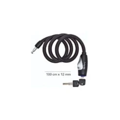 Vendita On Line Lucchetto Per Biciclette A Spirale MAXI Plastic 100 Cm X 12 Mm Nero Opaco Negozio Shop Accessori Bici