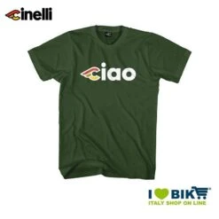 Maglietta Cinelli Ciao, Maniche Corte, In Cotone, Verde Giaguaro